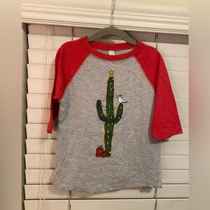 NEW Cactus Christmas tree print 3T Toddler 3/4 sleeve t-shirt